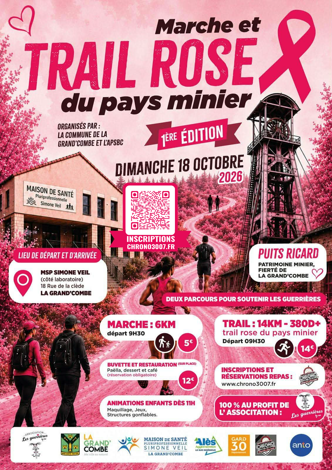 Affiche MARCHE & TRAIL ROSE DU PAYS MINIER